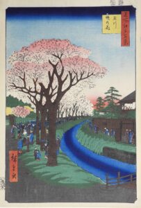 「名所江戸百景　玉川堤の花」歌川広重 安政3年(1856)